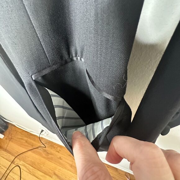 Flying Tomato Black Long One-Button Tuxedo Blazer Satin Trim Lapel & Pockets M - Picture 5 of 12